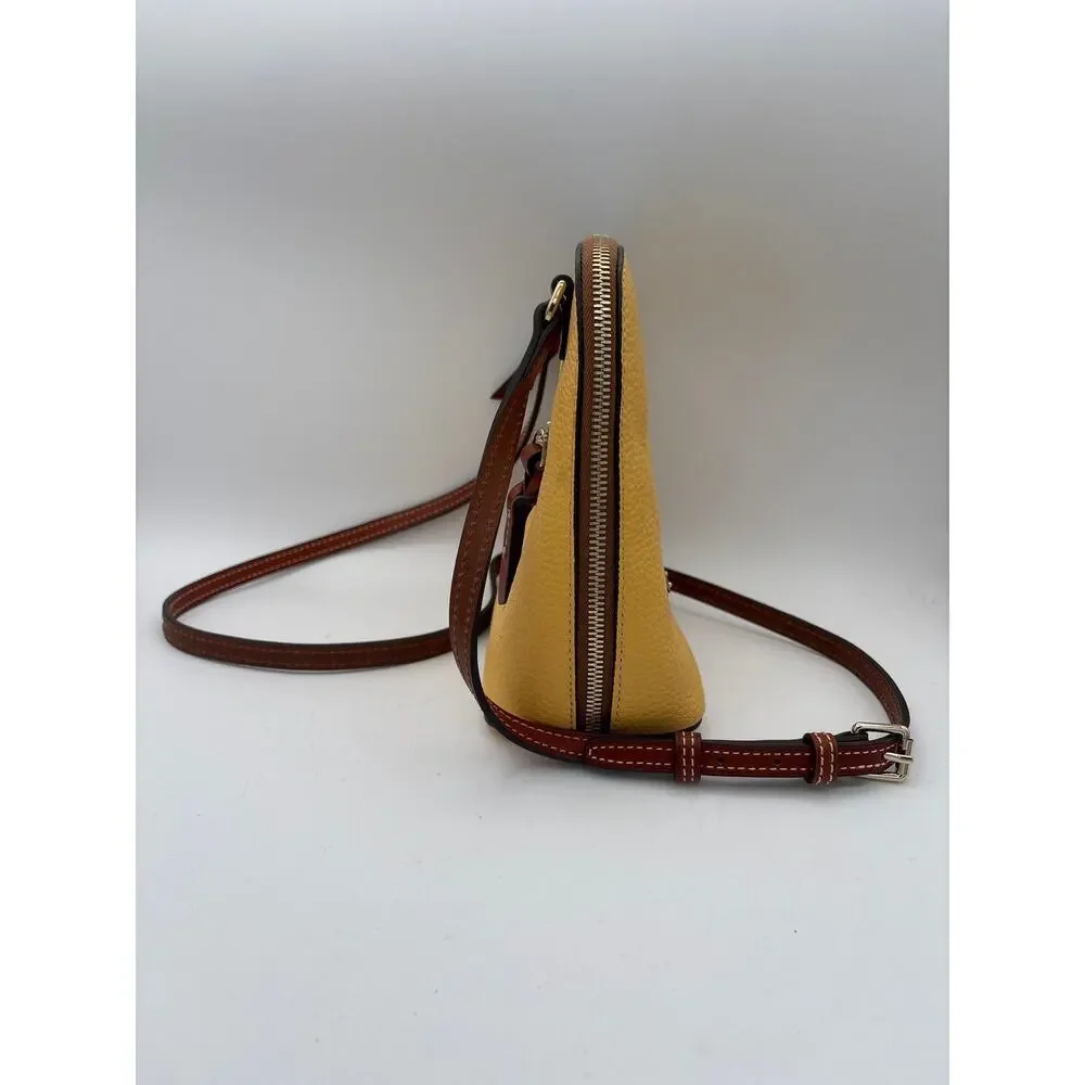 Women’s Dooney & Bourke Butter Yellow w/ Brown Accents Leather Crossbody Purse
